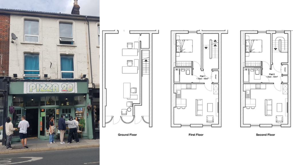 Prior Approval Planning Application Submitted in Salisbury: conversion of a restaurant with staff accommodation to an office with 2 separate flats.